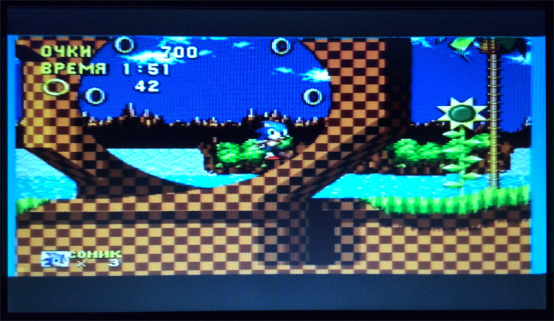 Игра Sonic the Hedgehog на экране телевизора