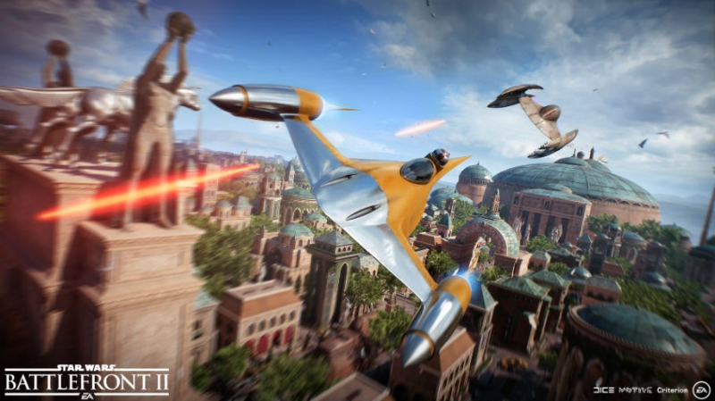 Скриншот из игры Star Wars Battlefront 2, воздушные бои
