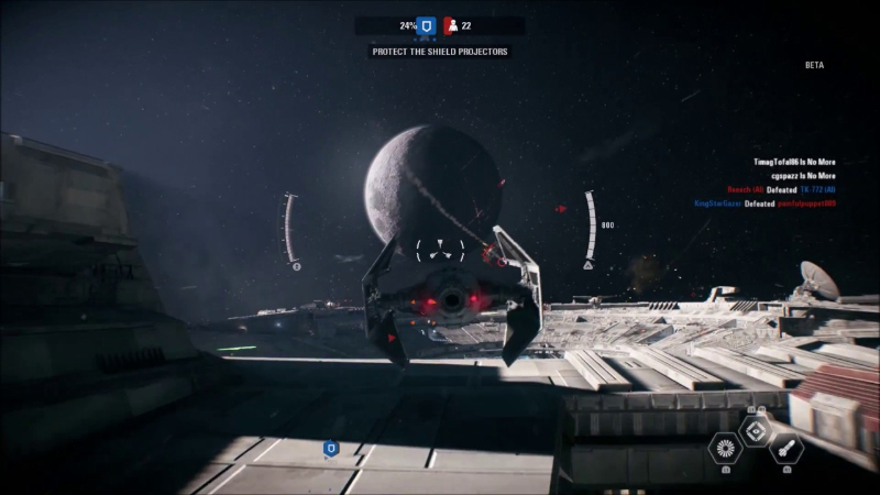 Скриншот из игры Star Wars Battlefront 2, космические битвы